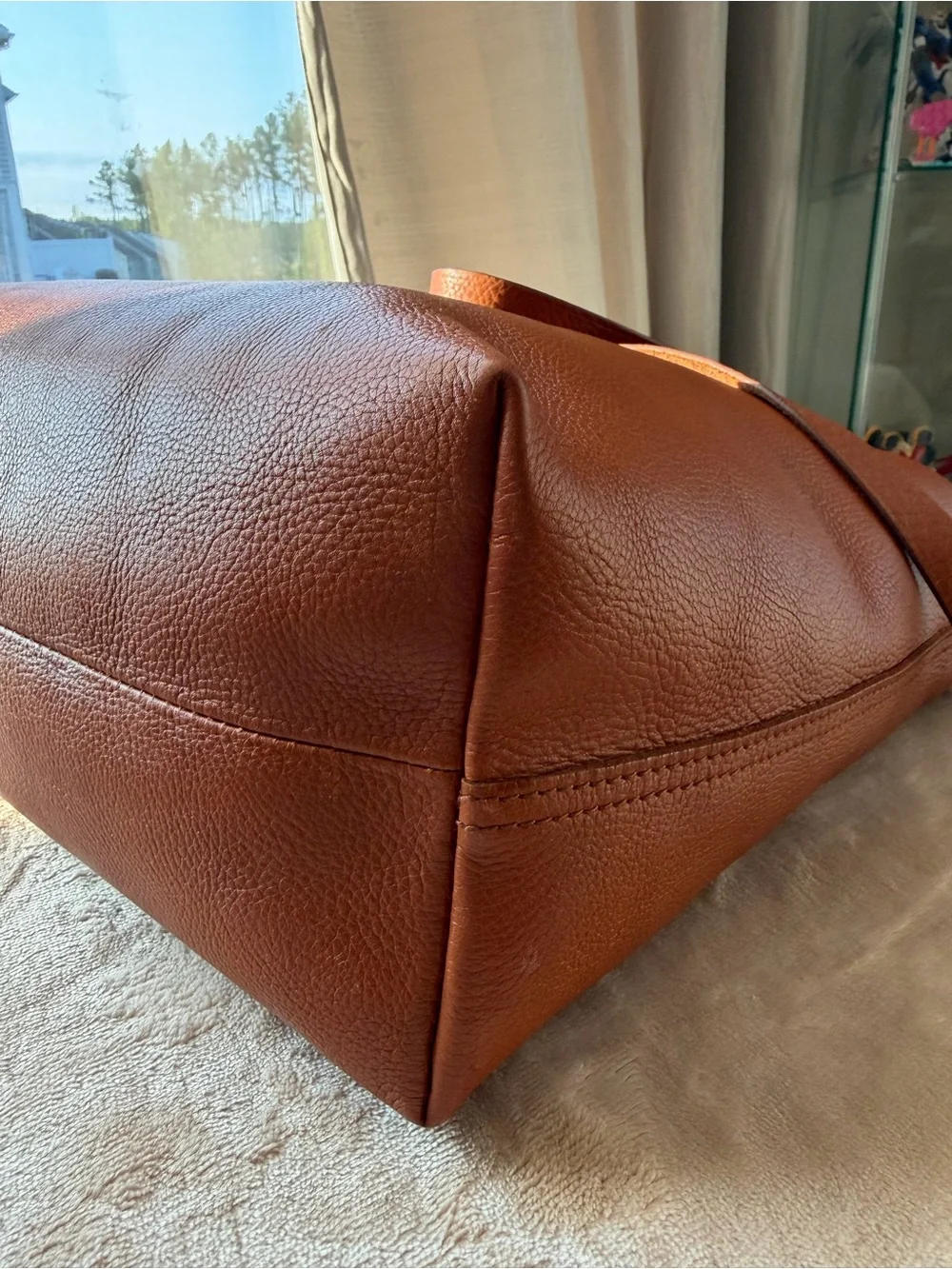 Madewell The Transport Satchel English Saddle Pebbled Leather Crossbody Bag